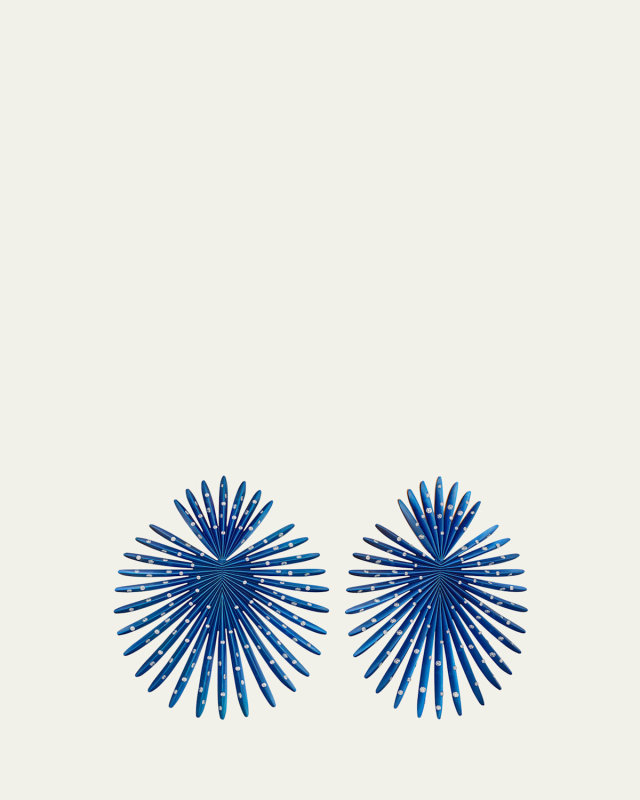 Small Palma Blue Titanium Diamond Earrings